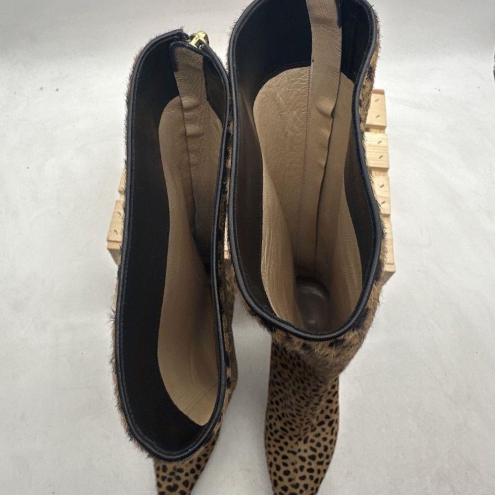 Jimmy Choo Leopard-Print Over-the-Knee Stiletto Boots - Tan & Black - Picture 3 of 4